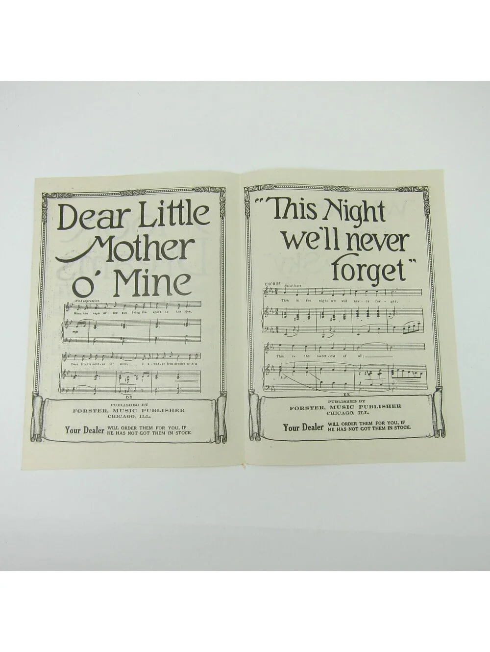 Sheet Music Sampler Forster Music Publisher Chicago Illinois Antique c 1915 RARE